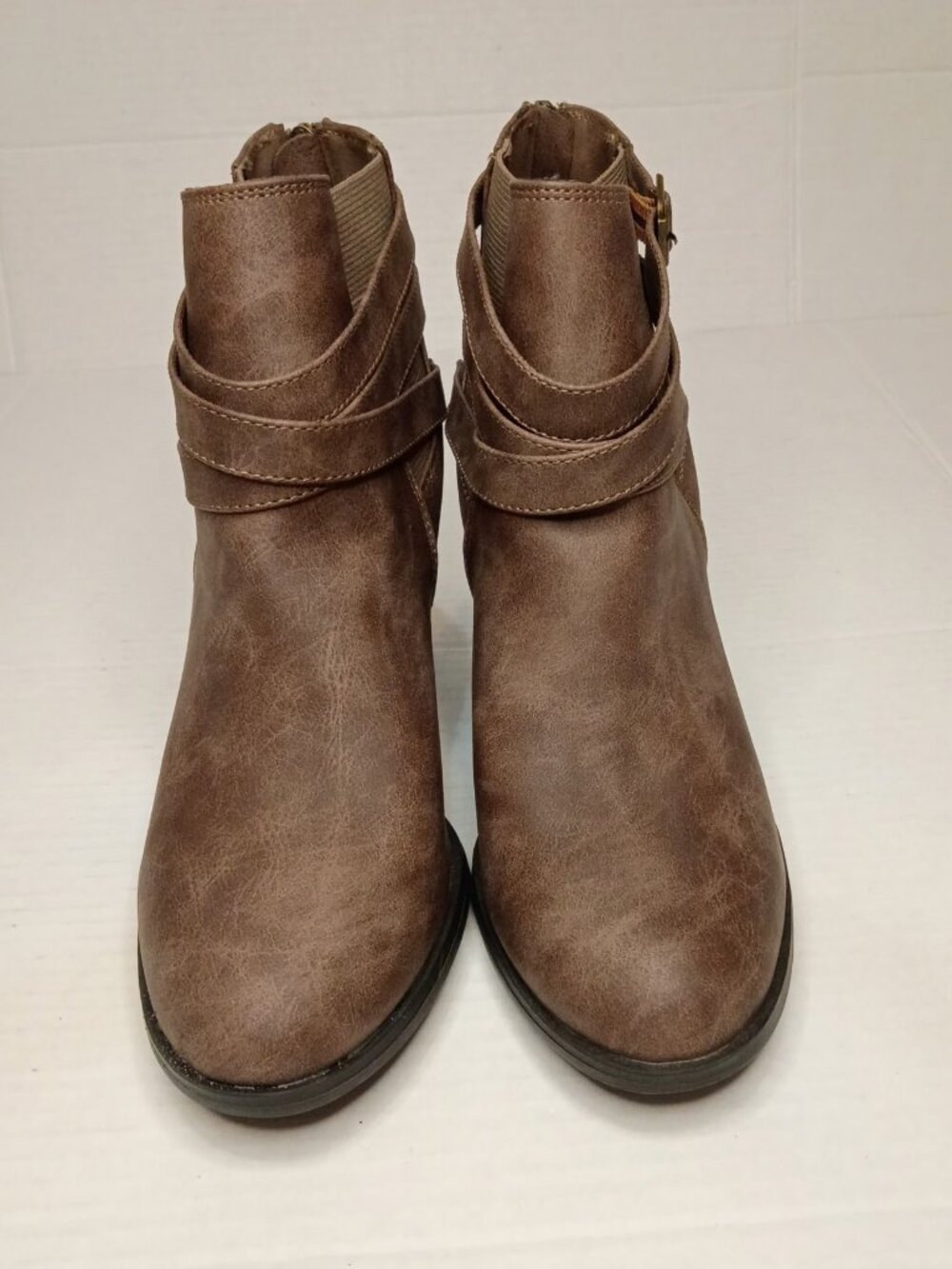 TOETOS by Dream Pairs Chicago-03 Brown Chunky Mid Heel Ankle Booties Size 8.5M